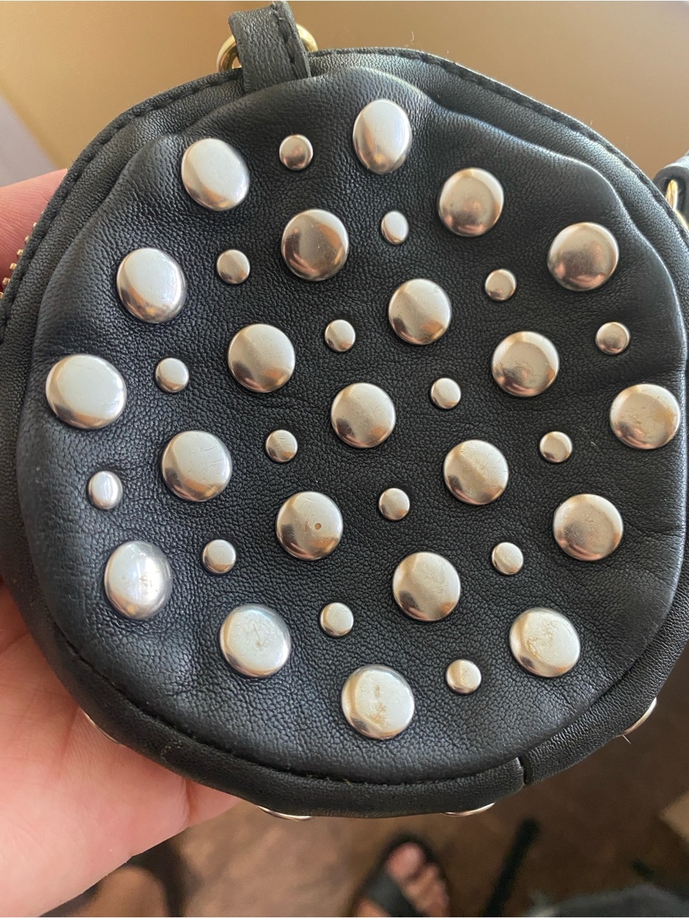 Clare V Black Leather Studded Petite Moyen Shoulder Bag with Silver Studs - Picture 16 of 16